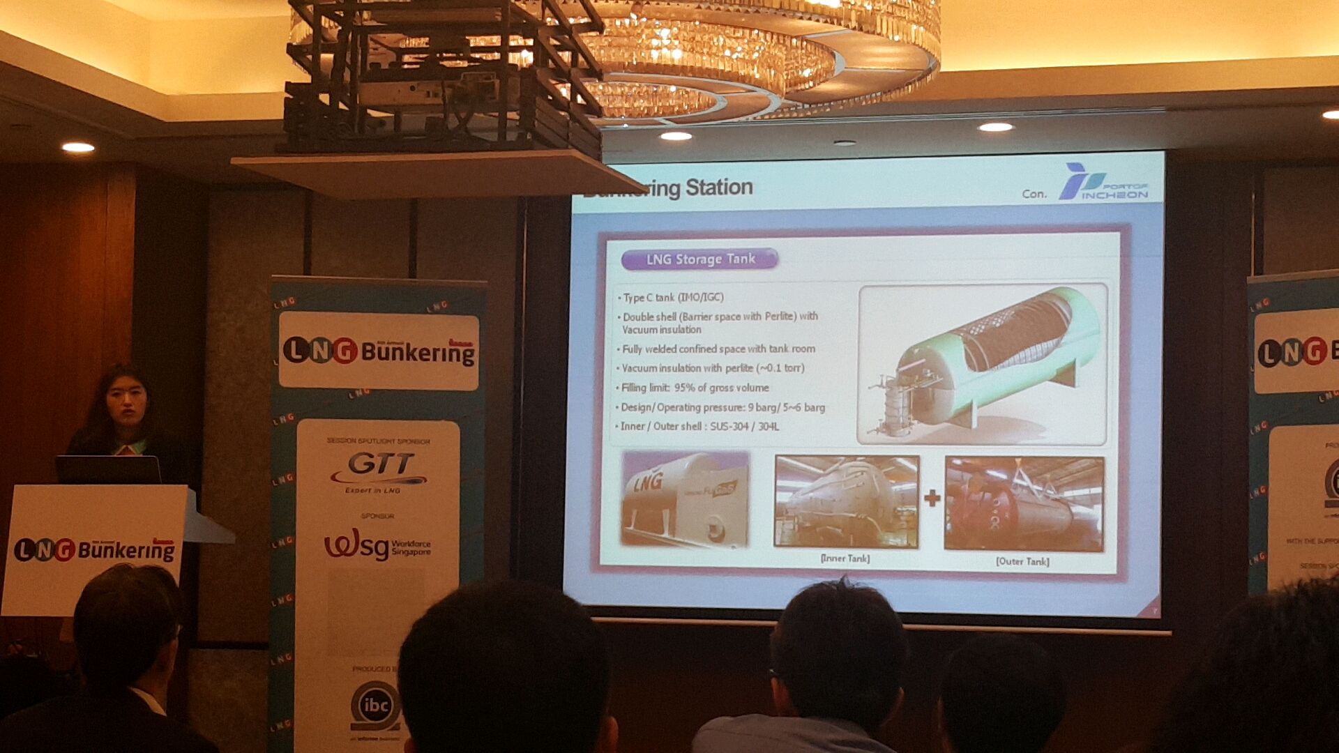 At the 4th Annual LNG Bunkering 2017 Conference held in Singapore on July 26th, an official from the IPA is making a presentation